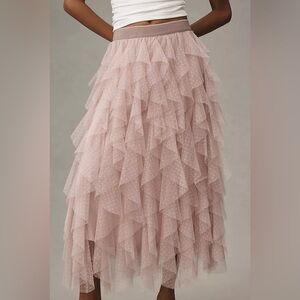 Anthropologie The Chéri Ruffled Tulle Midi Skirt XL